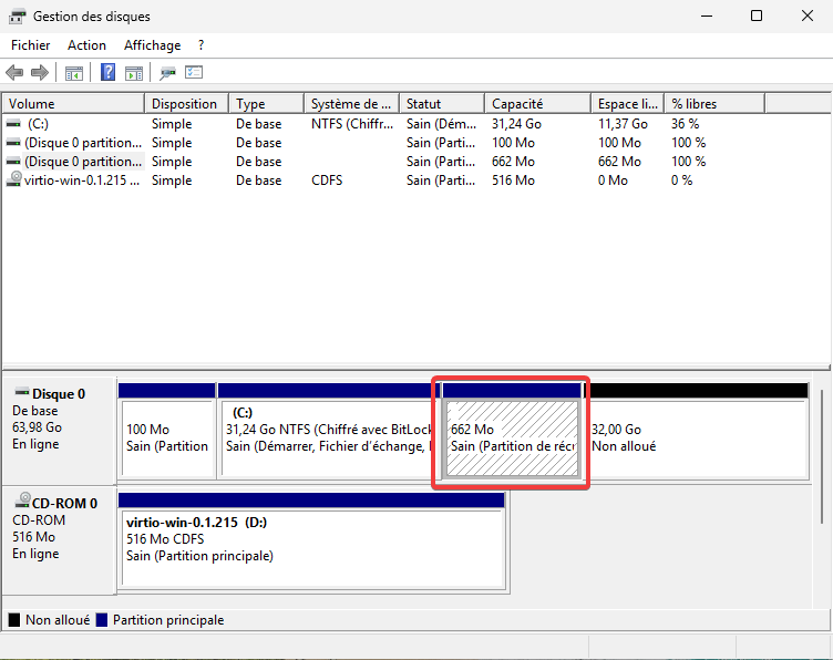 Partition de récupération